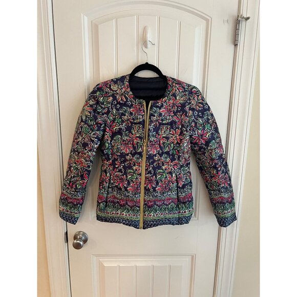 Lilly Pulitzer Reversible Down Jacket Puffer Not Too Catty Size XS - Picture 6 of 7